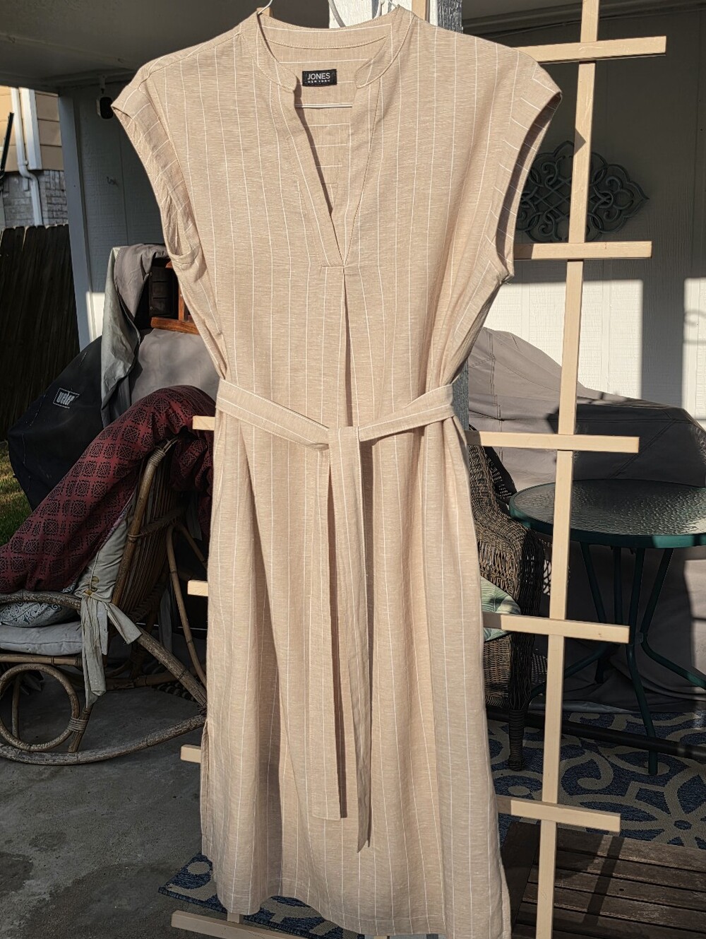 Vintage Jones New York Linen Blend Slip Midi Dress Large
